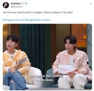 Fans reacted to Single's Inferno 3’s Yu Si-eun's similarity with the BLACKPINK member(Images Via @blck/X)
